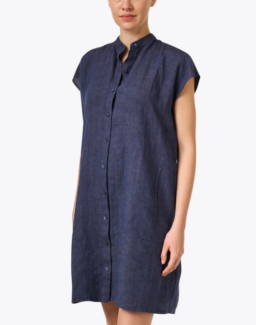 Front image - Eileen Fisher - Dusk Blue Linen Dress