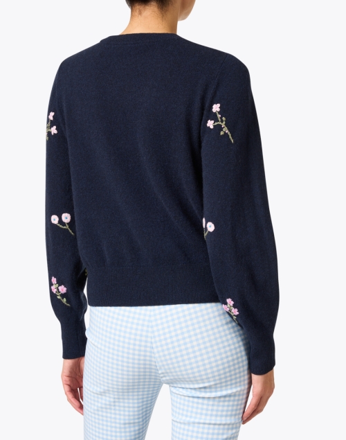 Back image - White + Warren - Navy Embroidered Cashmere Sweater