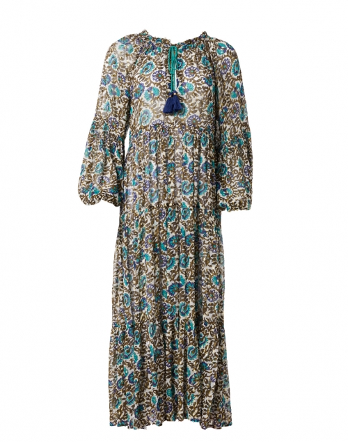 Oliphant - Olive Napa Print Georgette Lurex Dress