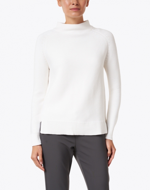 Front image - Kinross - White Garter Stitch Cotton Sweater
