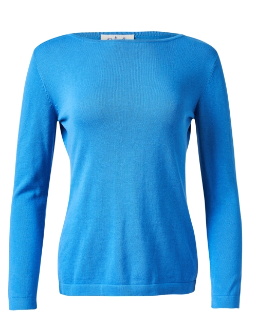 Product image - Blue - Blue Pima Cotton Boatneck Sweater