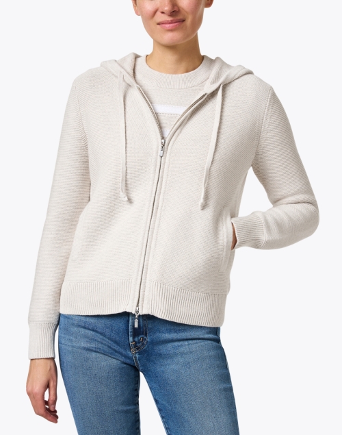 Front image - Kinross - Beige Cotton Hoodie Sweater