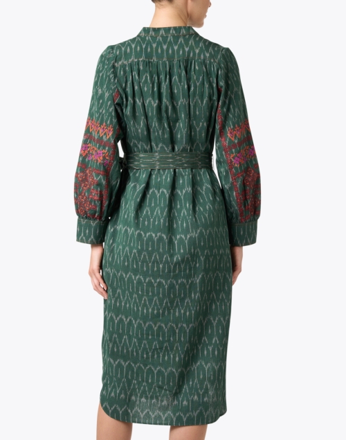 Back image - Megan Park - Katja Green Print Cotton Dress