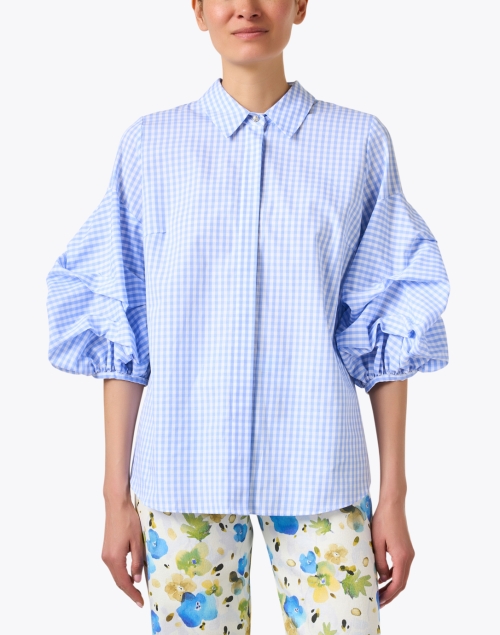 Front image - Weill - Salla Blue Gingham Cotton Shirt