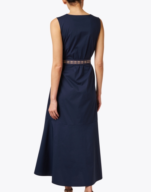 Back image - Purotatto - Navy Cotton Belted Dress
