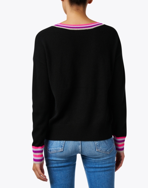 Back image - Lisa Todd - Navy Multi Stripe Cashmere Sweater