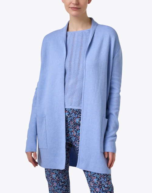 Front image - Burgess - Blue Cotton Silk Travel Coat