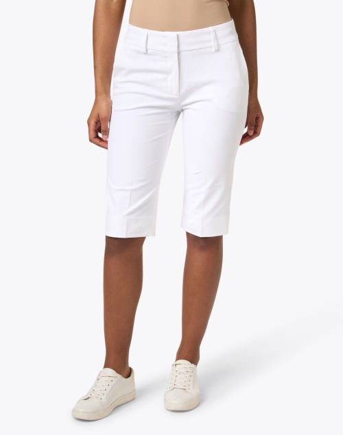 Front image - Piazza Sempione - White Stretch Cotton Gabardine Bermuda Shorts