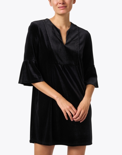 Front image - Jude Connally - Kerry Black Stretch Velvet Dress