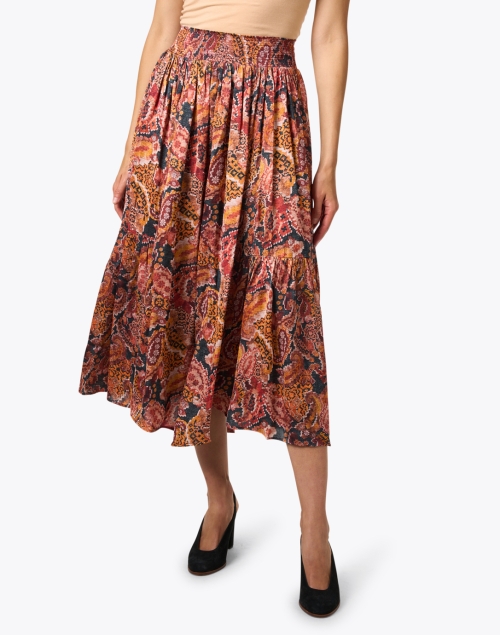 Front image - Chufy - Brown Print Maxi Skirt