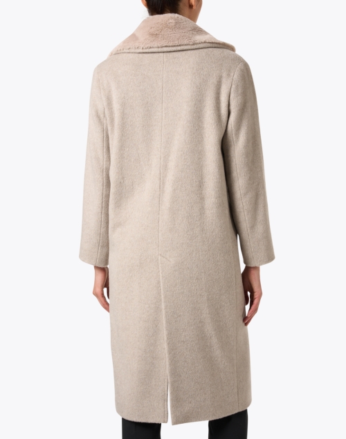 Back image - Cinzia Rocca Icons - Oatmeal Wool Eco Shearling Lined Coat