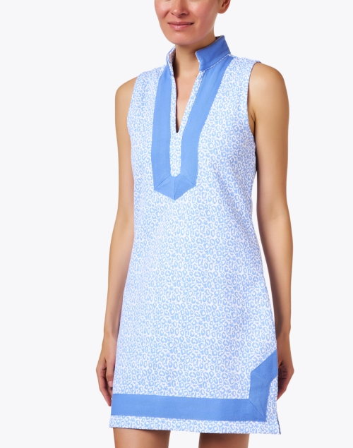 Front image - Sail to Sable - Blue Print French Terry Tunic Dress