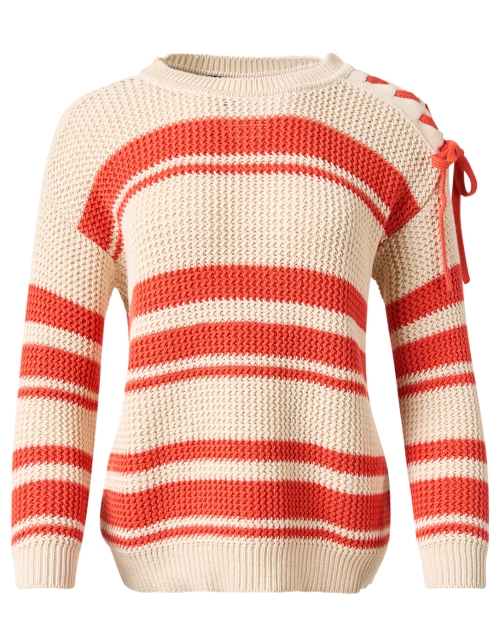 Product image - Weekend Max Mara - Vertigo Beige and Red Stripe Cotton Sweater