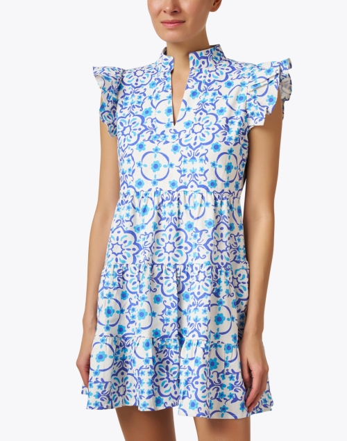 Front image - Sail to Sable - Blue Medallion Print Tunic Dress