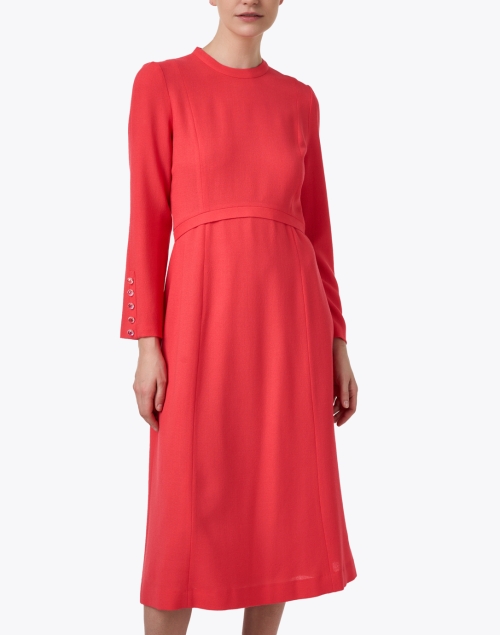 Front image - Jane - Oxley Coral Wool Crepe Dress