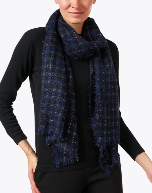 Black and Navy Cashmere Scarf
