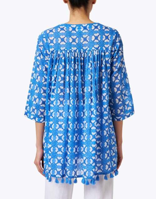 Back image - Ro's Garden - Seychelles Blue Print Cotton Tunic Top