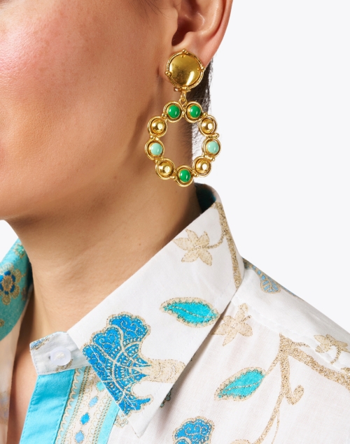 Look image - Sylvia Toledano - Gold and Green Drop Earrings