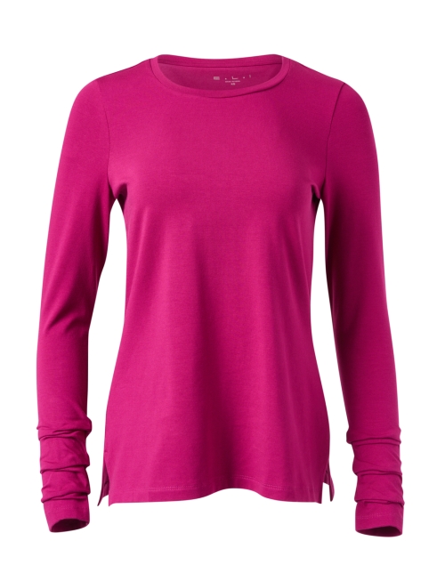 Product image - E.L.I. - Magenta Pima Cotton Ruched Sleeve Top