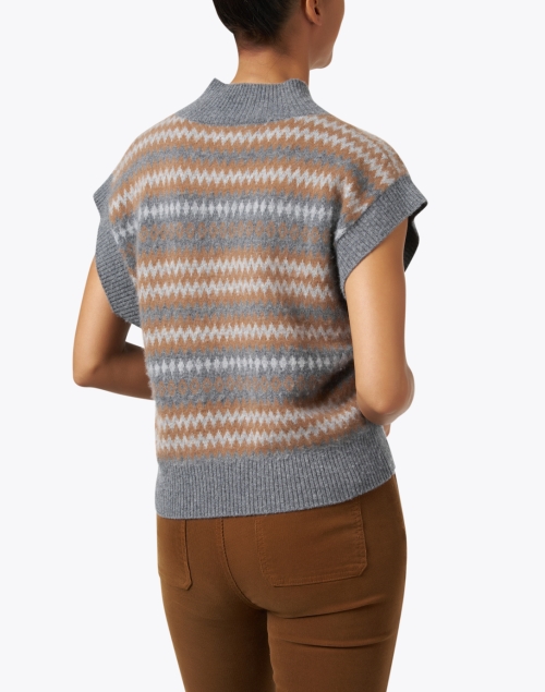 Back image - Repeat Cashmere - Grey Multi Chevron Intarsia Sweater