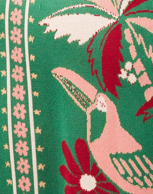 Fabric image - Farm Rio - Green Multi Intarsia Knit Shirt Dress