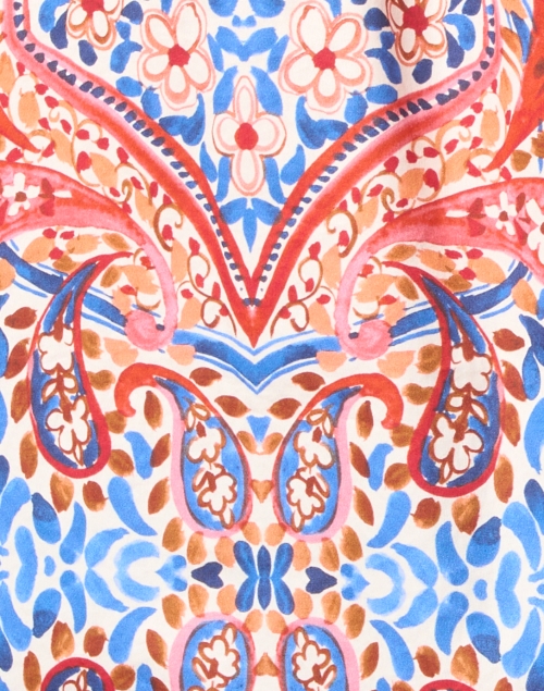 Fabric image - Xirena - Jules Blue and Orange Print Cotton Top