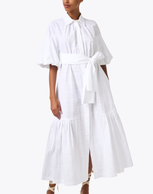 Front image - Odeeh - White Cotton Linen Shirt Dress