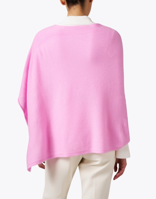 Back image - Kinross - Pink Cashmere Rib Detail Poncho
