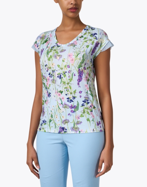Front image - Marc Cain - Fioretti Blue Floral Print Top