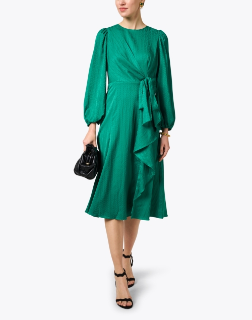 Marie Green Satin Jacquard Dress
