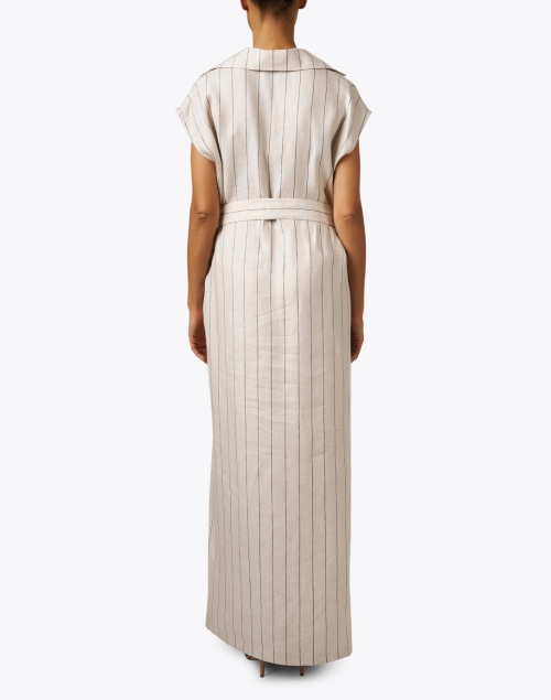 Back image - Lafayette 148 New York - Beige Striped Linen Dress