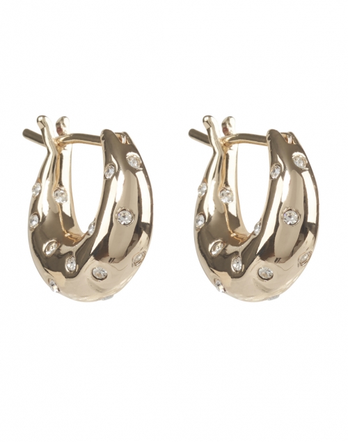Product image - Loeffler Randall - Adeline Gold and Rhinestones Mini Dome Hoop Earrings