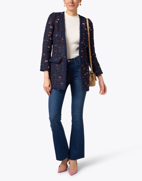 Navy and Pink Textured Jacket