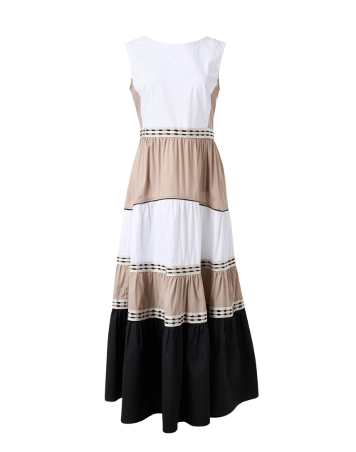 White Black and Beige Cotton Dress | Purotatto