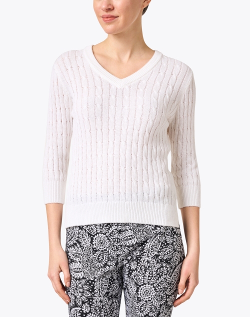 Front image - Burgess - Vanessa White Cotton Cashmere Sweater