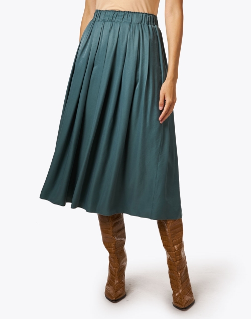 Front image - Peserico - Green Pleated Midi Skirt