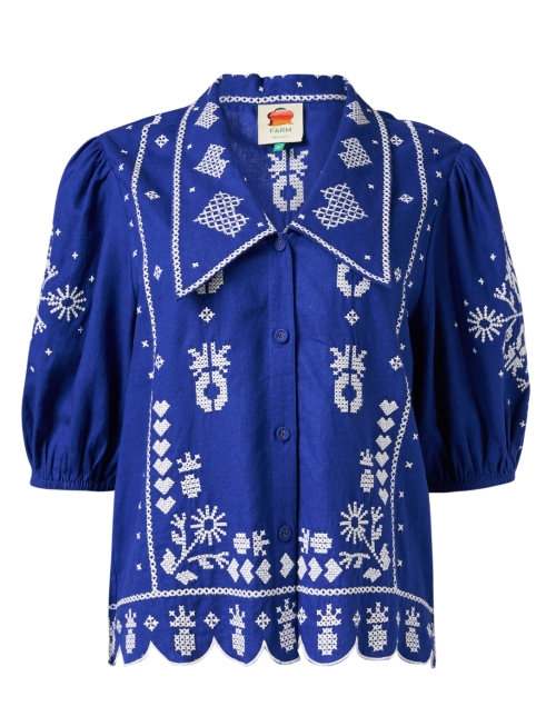 Product image - Farm Rio - Blue Embroidered Top 
