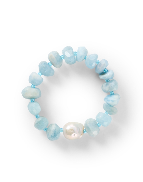 Product image - Nest - Aquamarine and Baroque Pearl Stretch Bracelet