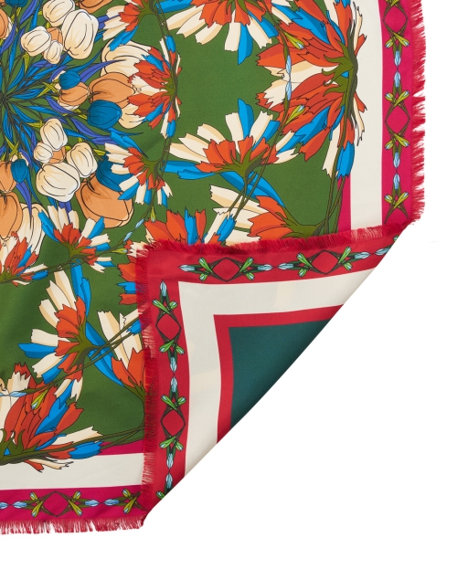 Fabric image - Franco Ferrari - Pink and Green Floral Print Silk Reversible Scarf