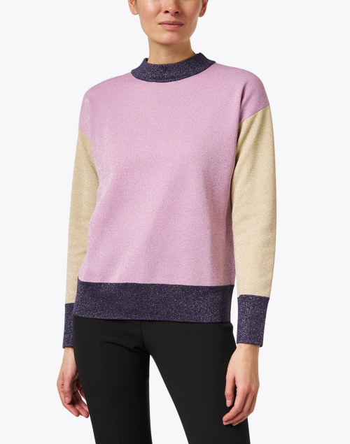 Front image - Boss - Fangal Pink and Beige Colorblock Sweater