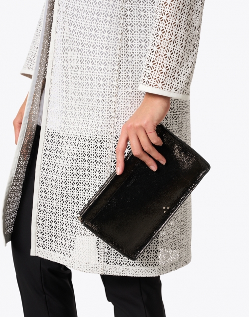 Clic Clac Black Lamé Leather Clutch