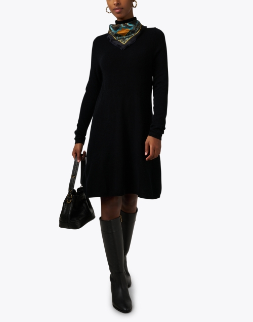Black Wool Cashmere Turtleneck Dress