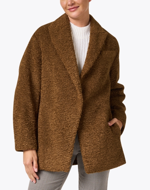 Front image - Vince - Brown Faux Fur Teddy Coat