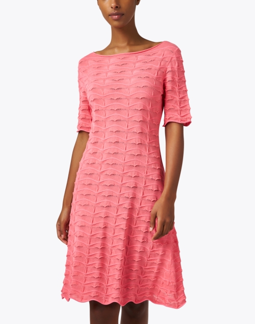 Front image - D.Exterior - Coral Textured Knit Dress