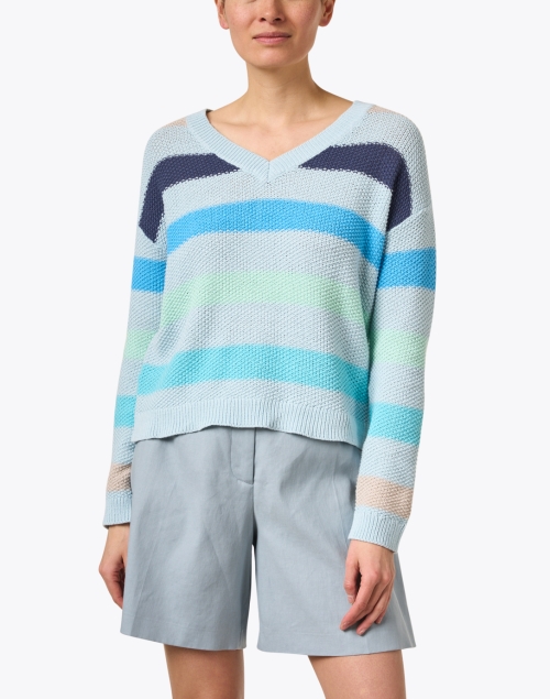 Front image - Lisa Todd - Blue Striped Cotton Sweater