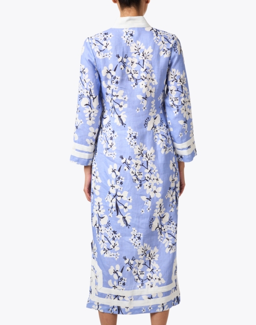 Back image - Sail to Sable - Blue and White Print Linen Tunic Dress