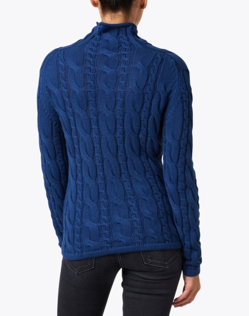 Back image - Blue - Cobalt Blue Cotton Cable Knit Sweater