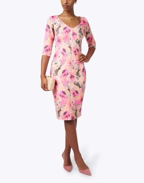 Maggie Pink Floral Ponte Dress