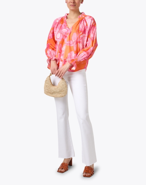 Candace Orange and Pink Floral Cotton Top