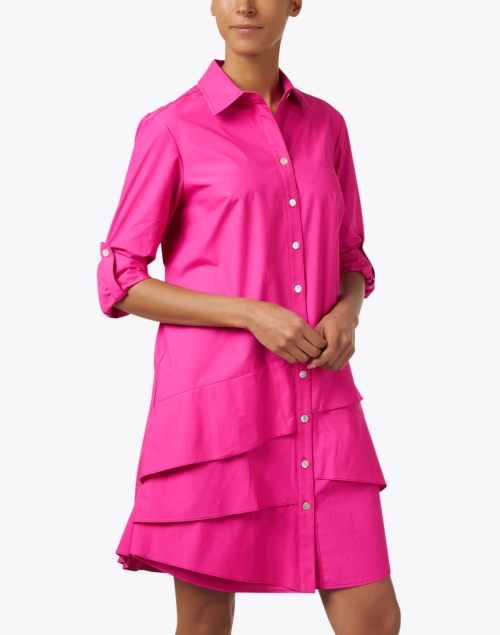 Front image - Finley - Jenna Pink Cotton Tiered Shirt Dress